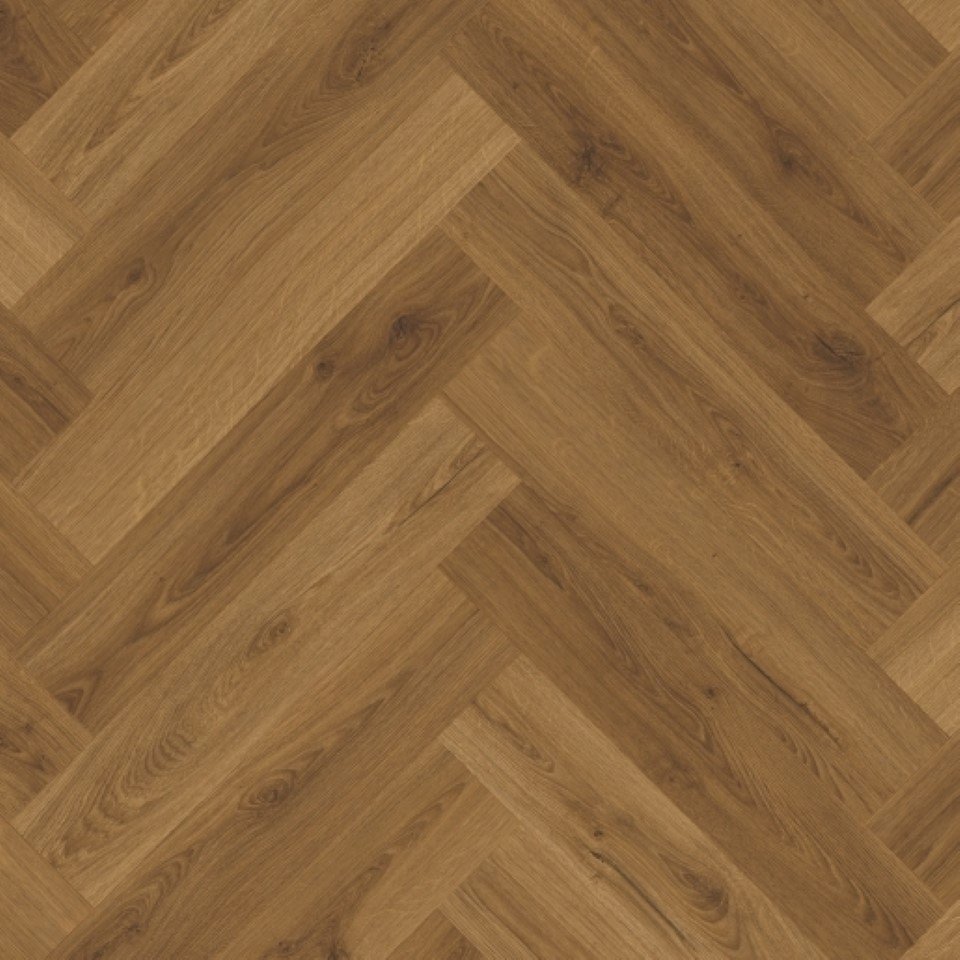 Golden Maple Luxury vinyl tiles, wood effect herringbone design, in colour Golden Maple