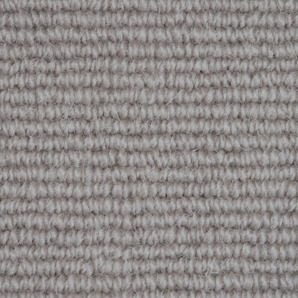 100% pure new wool loop carpets. Soft texture, cord design colour Taupe 02
