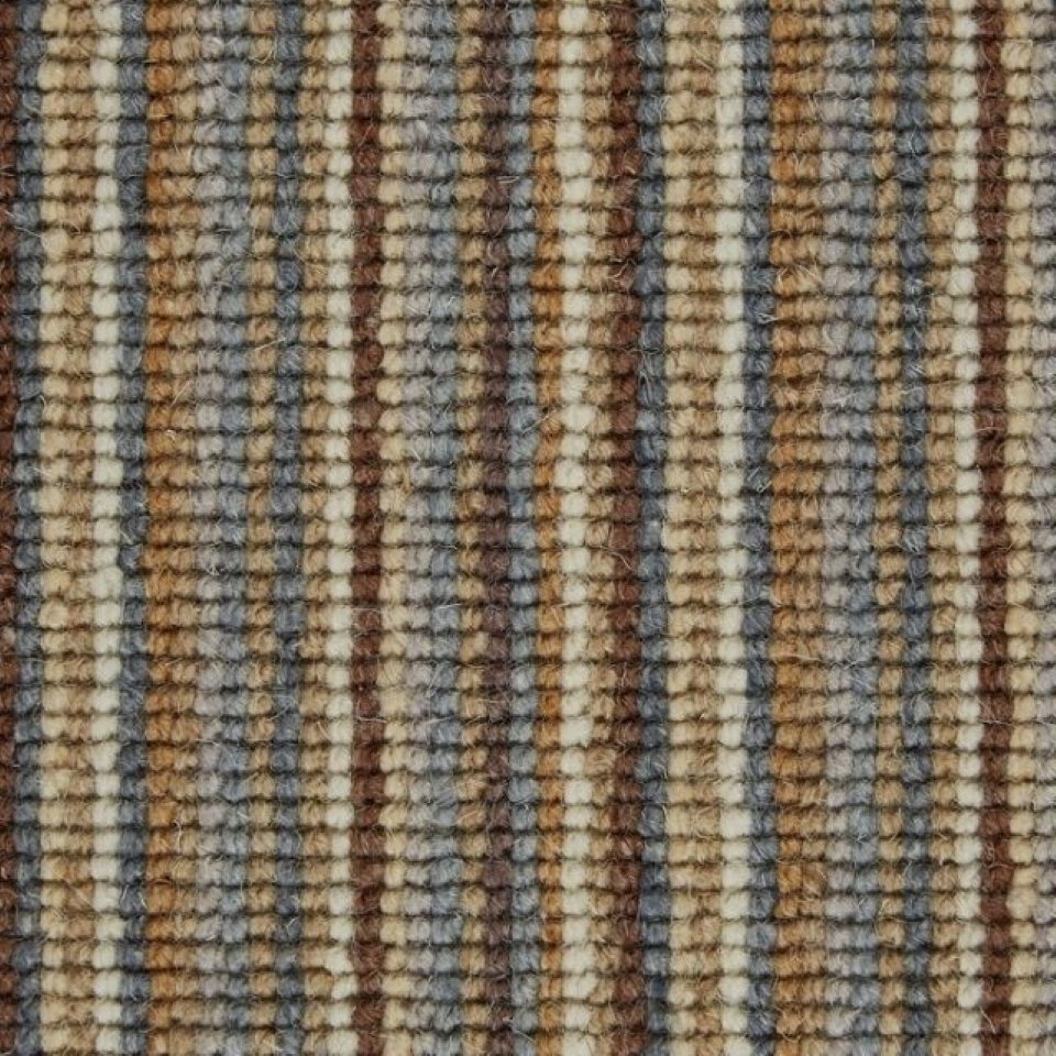 100% wool loop pile carpets in multi stripe design, in colour Tea-Tinted Stripes