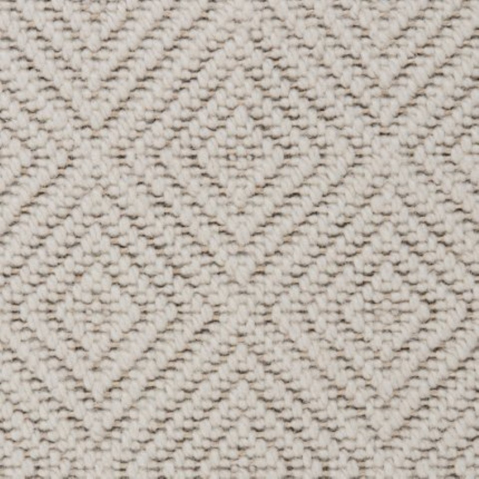 Flat weave 100% wool loop pile carpets in dimond design, in colour Beige