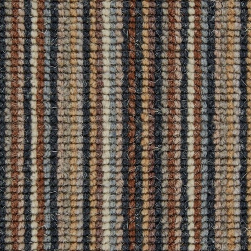 100% wool loop pile carpets in multi stripe design, in colour Reflective Bands