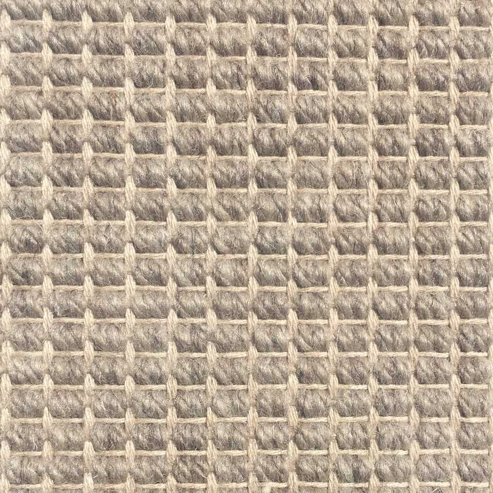 Flat weave wool mix loop pile carpets in mini boucle design, in colour Taupe