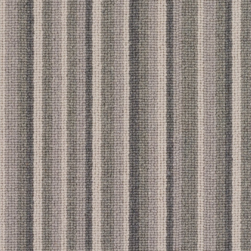 100% wool loop pile carpets in multi stripe design, in colour Ice 01