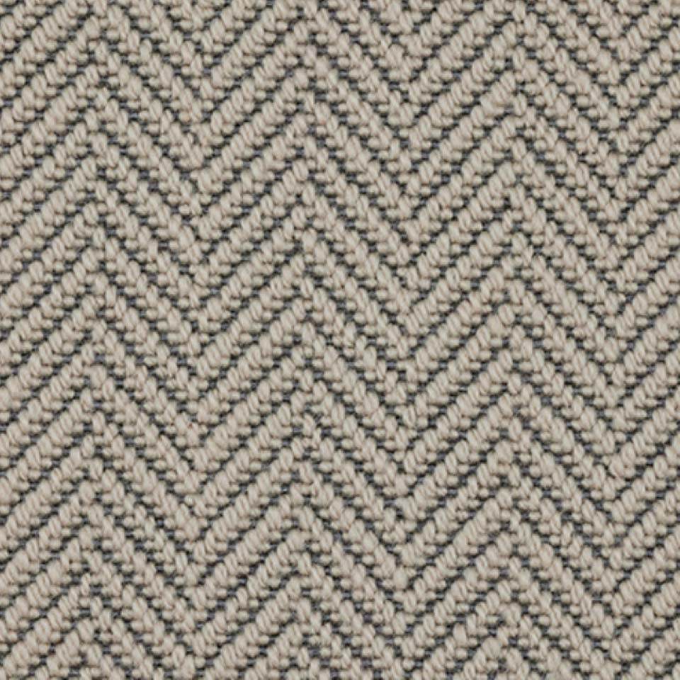 Flat weave, 100% wool loop pile carpets in herringbone design, in colour Arctic Peak