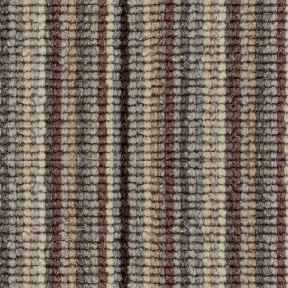 100% wool loop pile carpets in multi stripe design, in colour Antique Paper