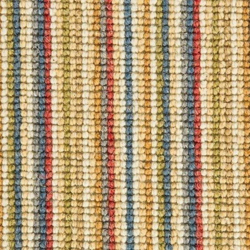 100% wool loop pile carpets in multi stripe design, in colour Subtle Tints