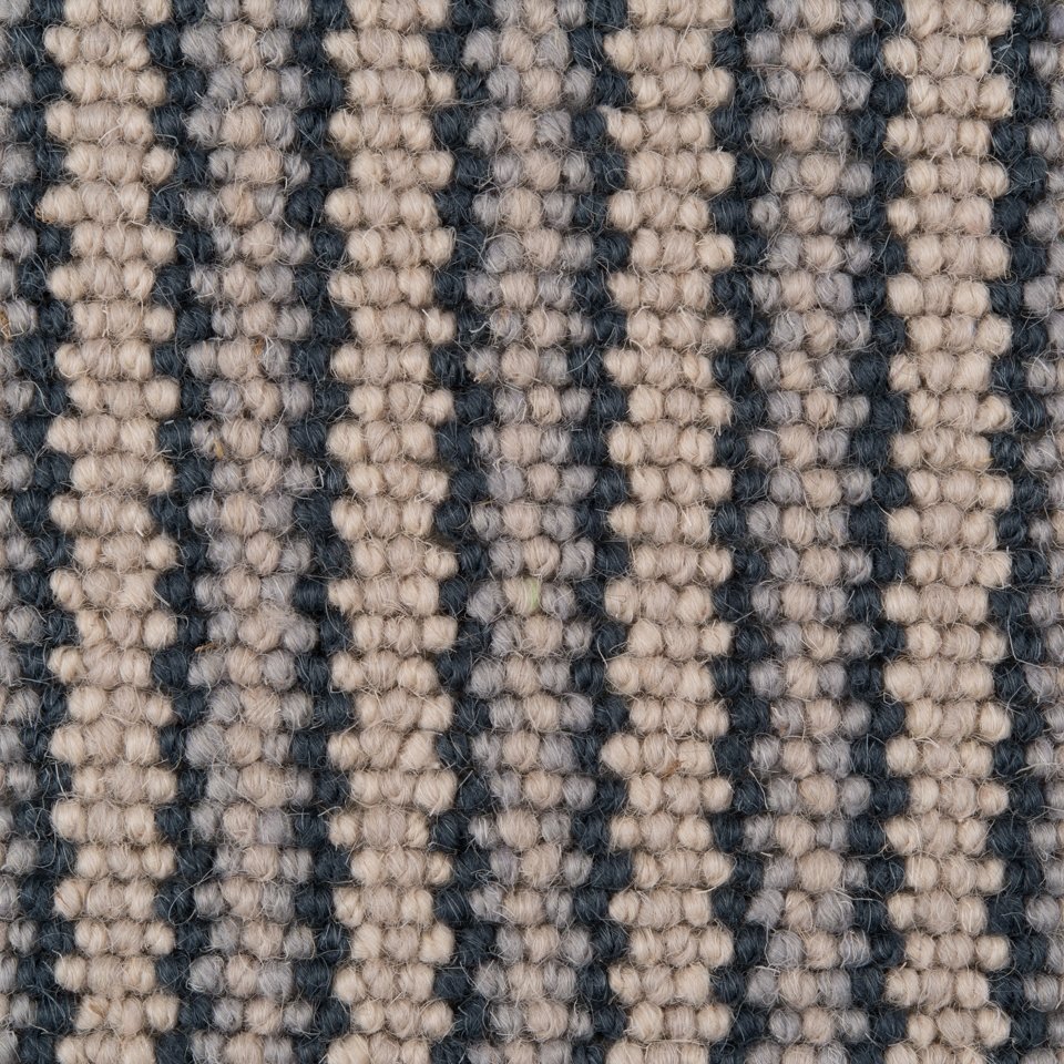 100% wool carpets in stripe design, multicolour. In colour Ash Ribbon