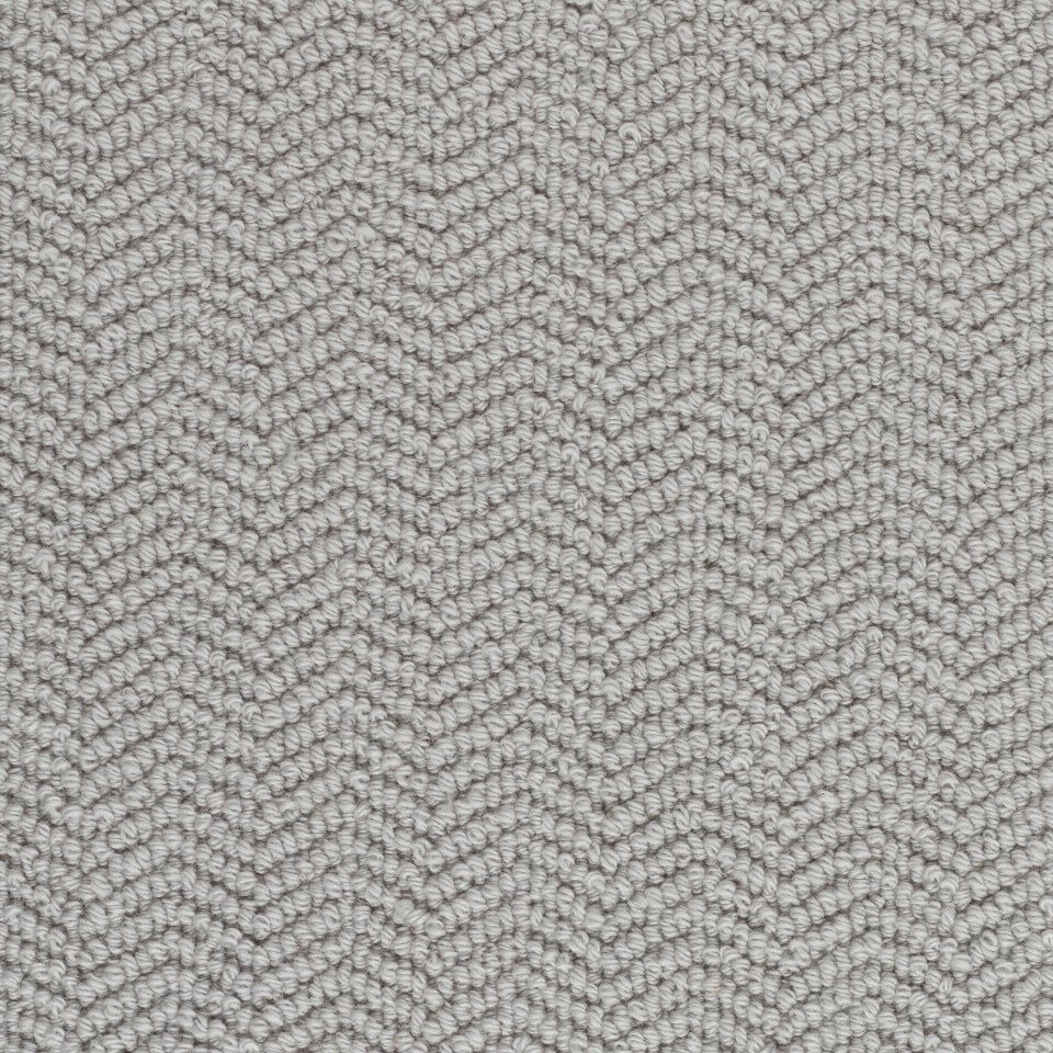 70% wool, 30% Tencel loop carpets in soft herringbone design. Colour Grey Herringbone 05