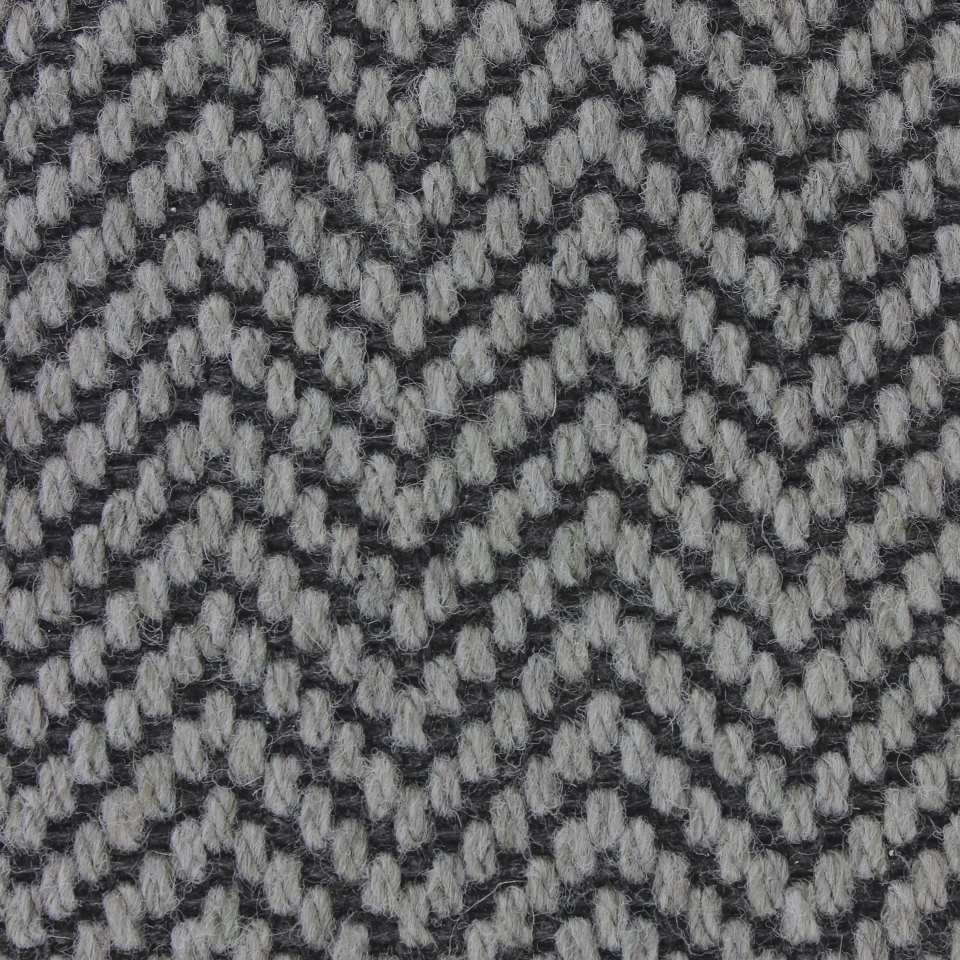 Flat weave wool mix loop pile carpets in herringbone design, in colour Onyx Grey